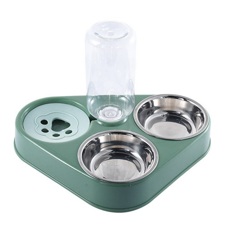 Automatic Stainless Steel Food Bowl with Water Dispenser - ForDoggyNeeds