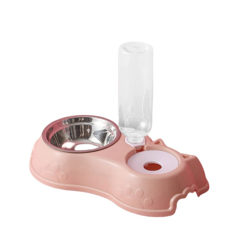 Automatic Stainless Steel Food Bowl with Water Dispenser - ForDoggyNeeds