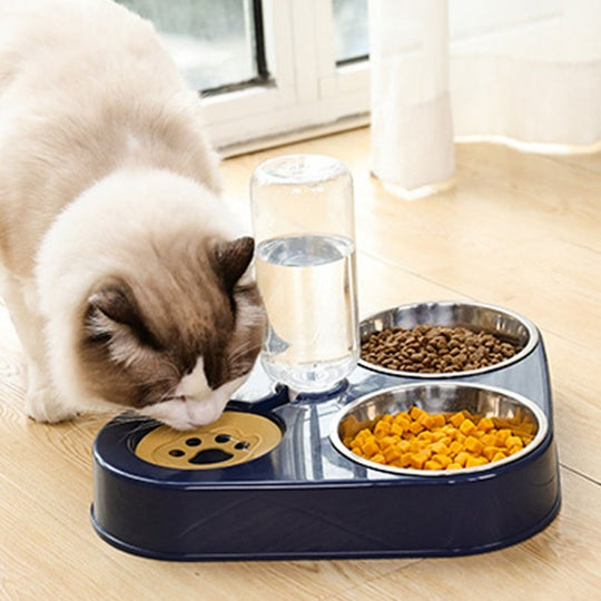 Automatic Stainless Steel Food Bowl with Water Dispenser - ForDoggyNeeds