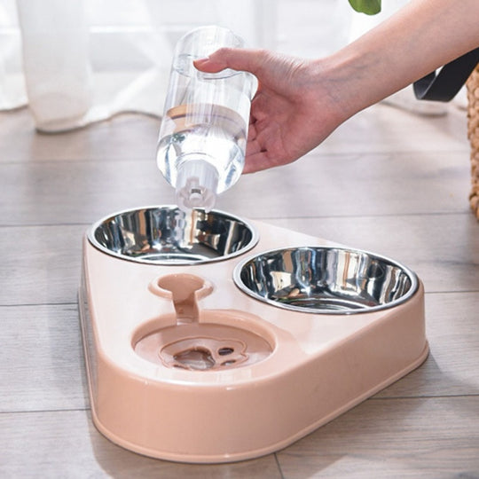 Automatic Stainless Steel Food Bowl with Water Dispenser - ForDoggyNeeds