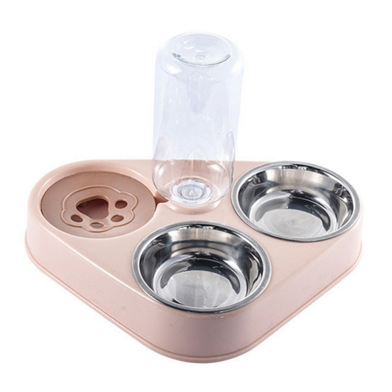 Automatic Stainless Steel Food Bowl with Water Dispenser - ForDoggyNeeds