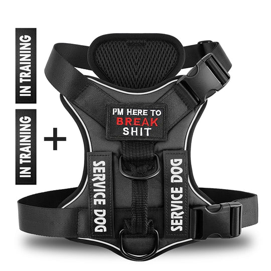 No pull Reflective Tactical Dog Harness With Free Patches - ForDoggyNeeds