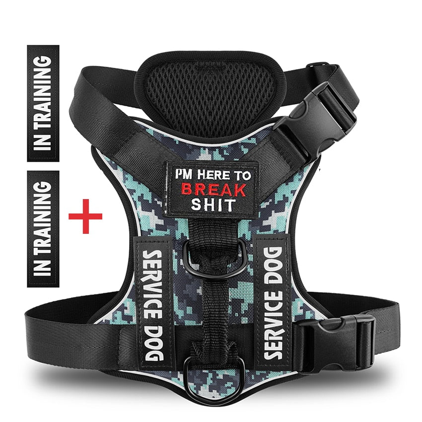 No pull Reflective Tactical Dog Harness With Free Patches - ForDoggyNeeds