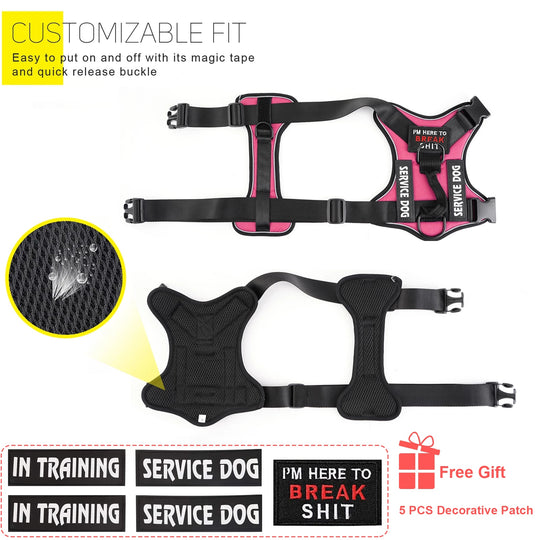 No pull Reflective Tactical Dog Harness With Free Patches - ForDoggyNeeds