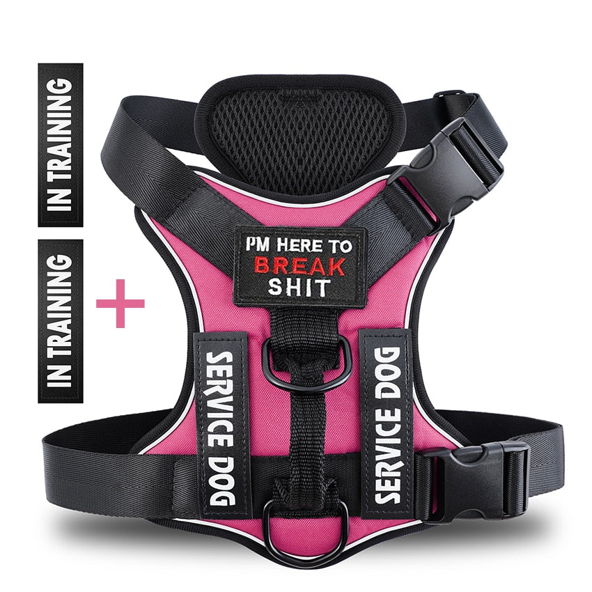 No pull Reflective Tactical Dog Harness With Free Patches - ForDoggyNeeds