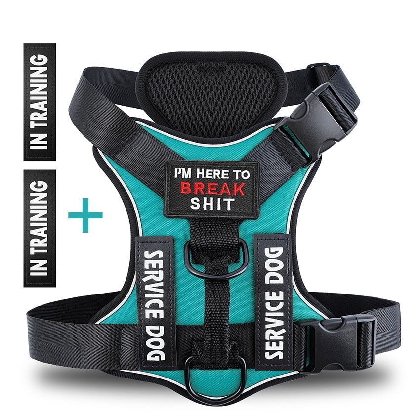 No pull Reflective Tactical Dog Harness With Free Patches - ForDoggyNeeds