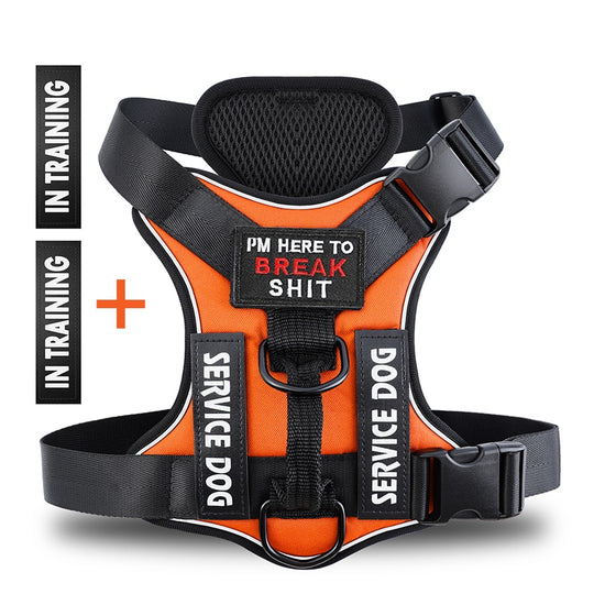 No pull Reflective Tactical Dog Harness With Free Patches - ForDoggyNeeds