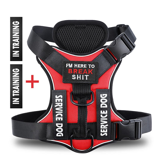 No pull Reflective Tactical Dog Harness With Free Patches - ForDoggyNeeds