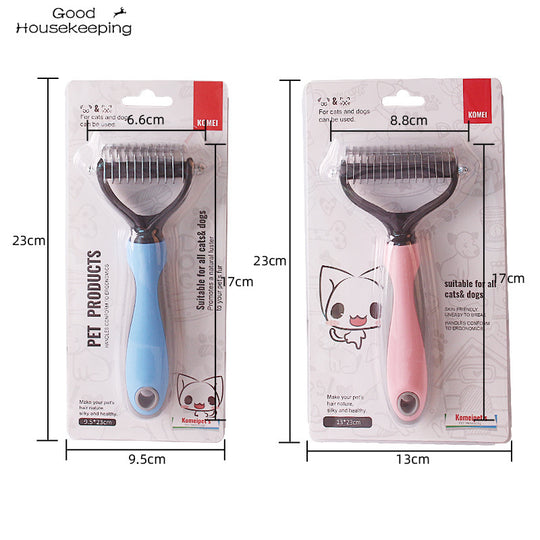 Pet Grooming Brush, Double-Sided Shedding Comb - ForDoggyNeeds