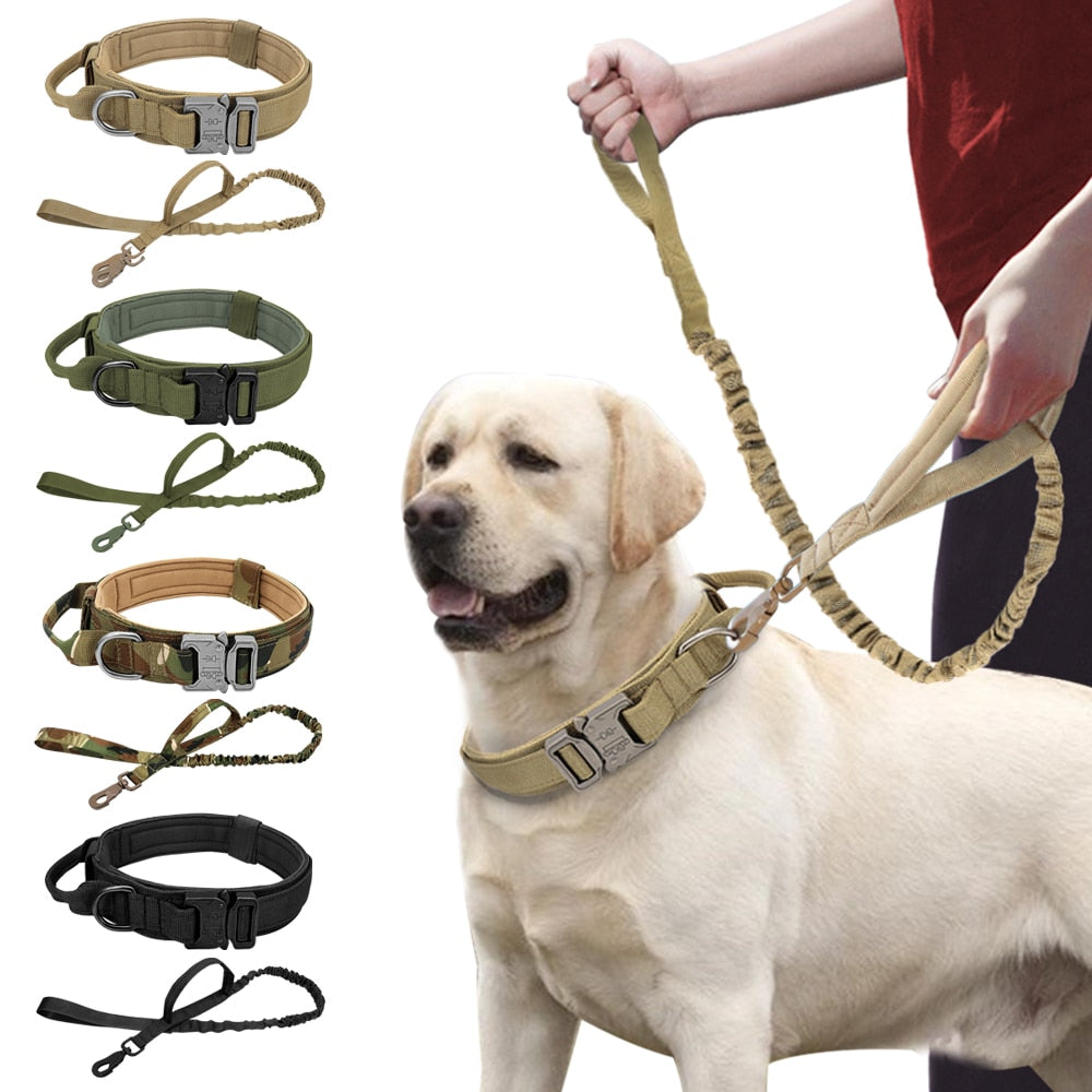 Dog Military Tactical Collar with Leash - ForDoggyNeeds