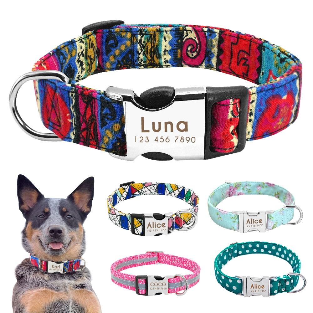 Dog Collar with Engraved ID Tag - ForDoggyNeeds