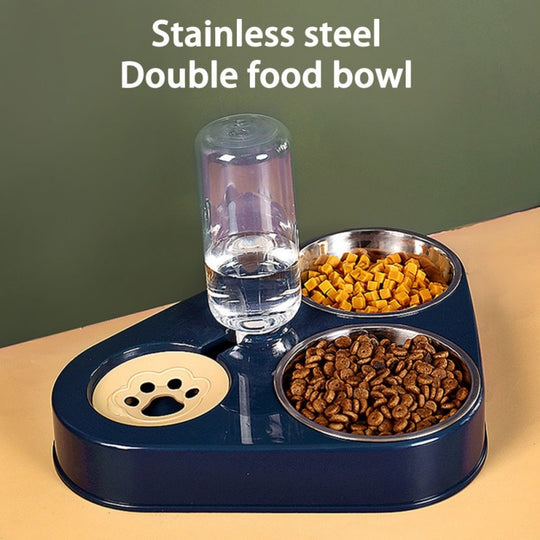 Automatic Stainless Steel Food Bowl with Water Dispenser - ForDoggyNeeds