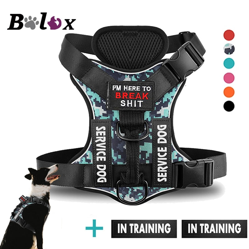 No pull Reflective Tactical Dog Harness With Free Patches - ForDoggyNeeds