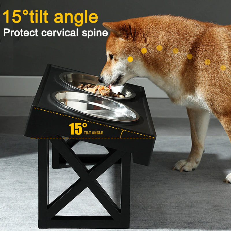 Adjustable Food and Water Dog Bowl Stand - ForDoggyNeeds