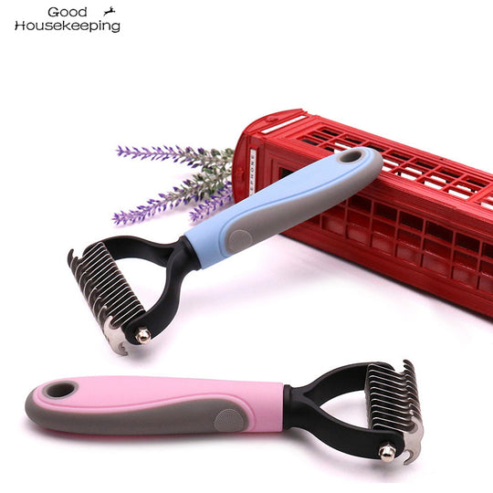 Pet Grooming Brush, Double-Sided Shedding Comb - ForDoggyNeeds